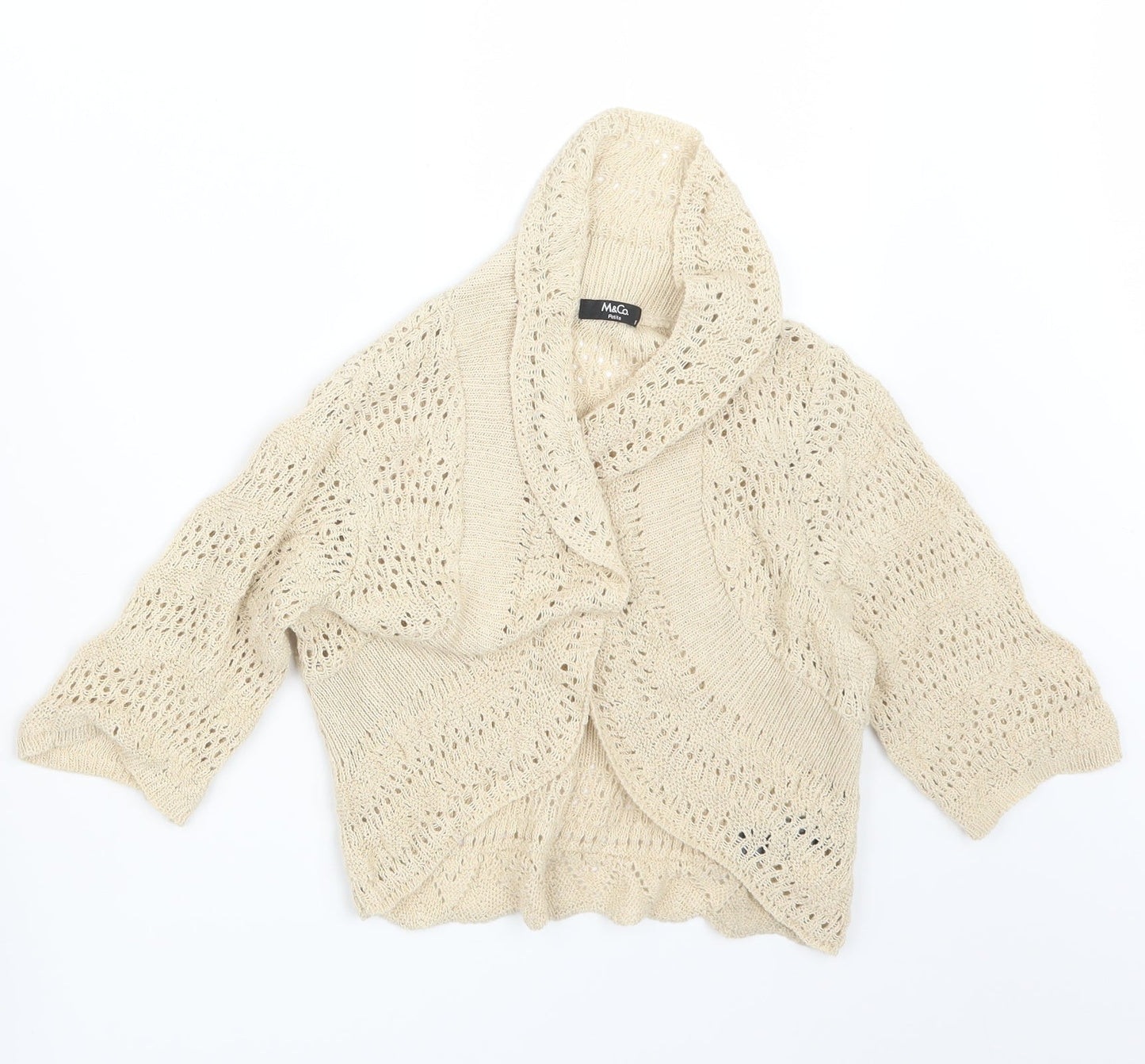 Womens UK Size XS M&Co Beige Cardigan Jumper