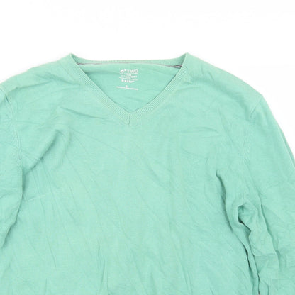 C* TWO Mens Green  Knit Pullover Jumper Size L