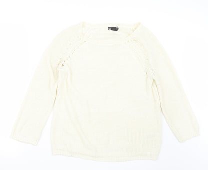H&M Womens Ivory  Knit Pullover Jumper Size S