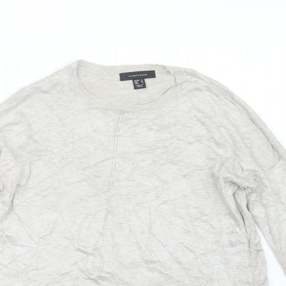 Close-up detail of Atmosphere women’s beige knit jumper, size UK 12