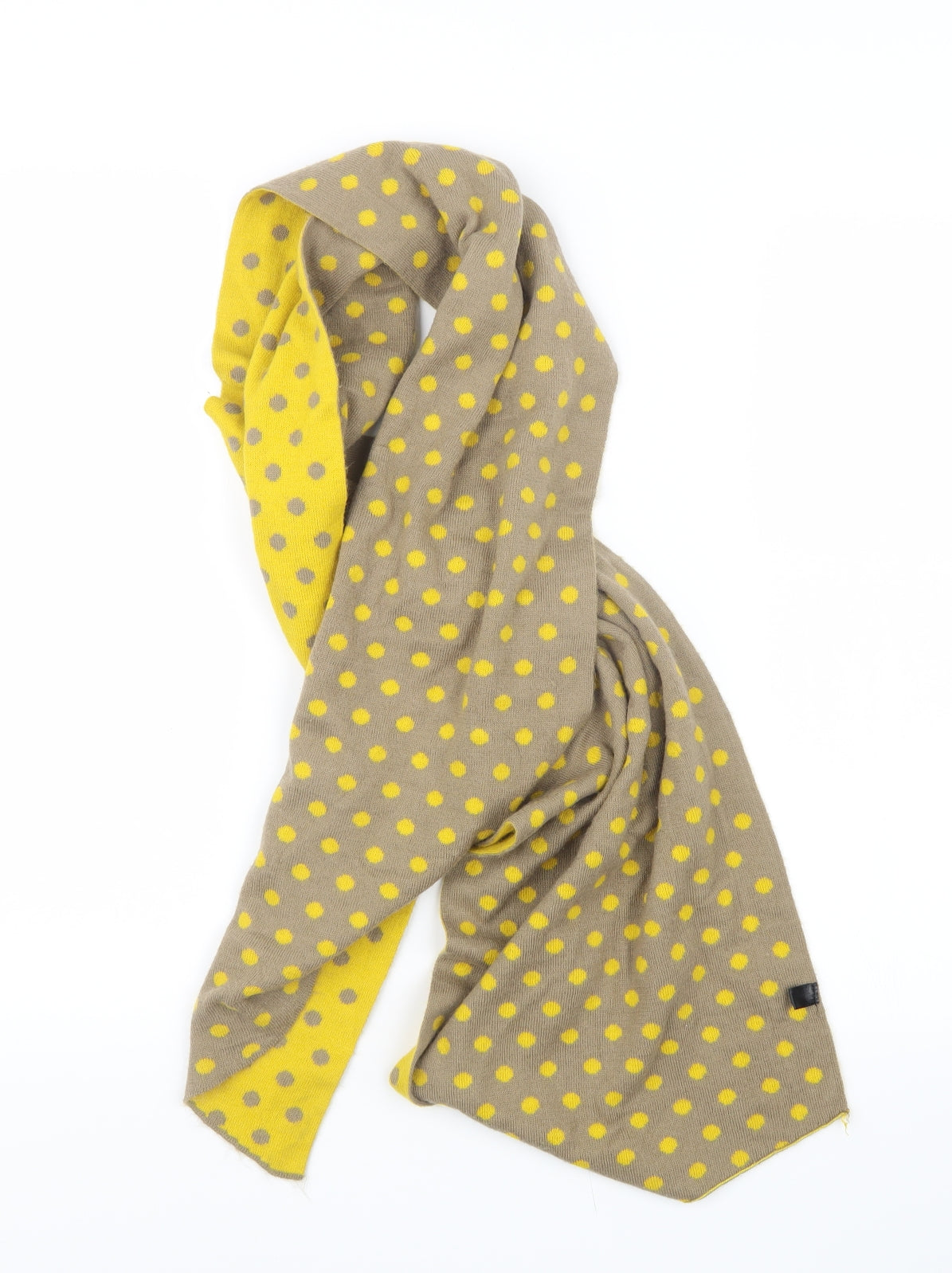 Preworn Womens Beige Polka Dot Knit  Scarf