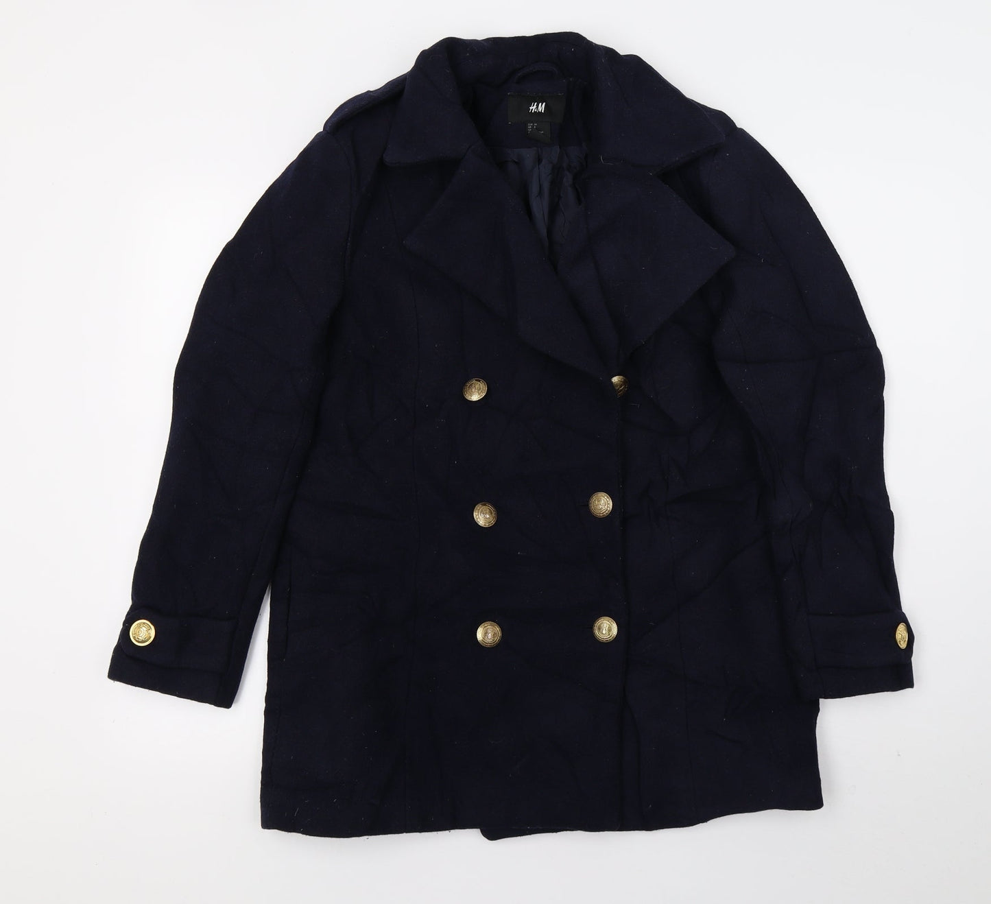 Womens UK Size 8 H&M Blue Overcoat