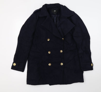 Womens UK Size 8 H&M Blue Overcoat