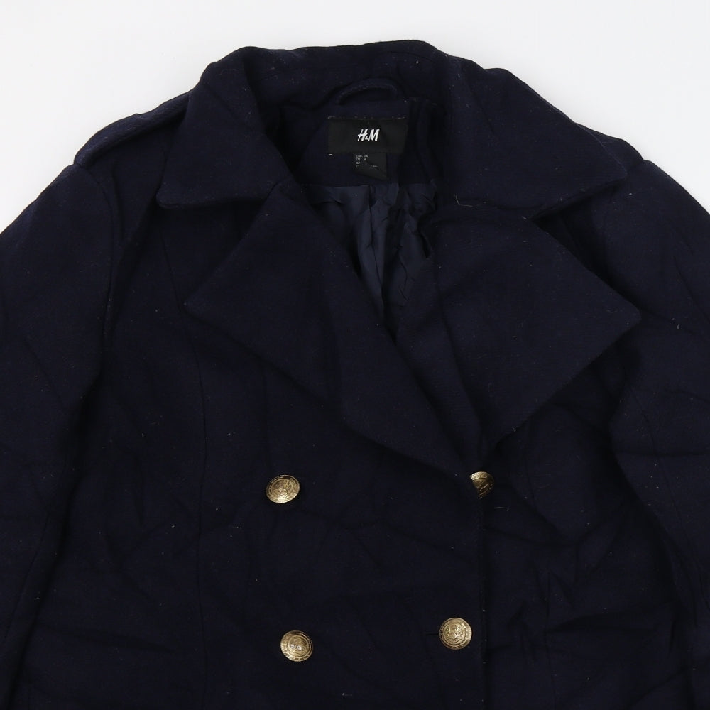 Womens UK Size 8 H&M Blue Overcoat