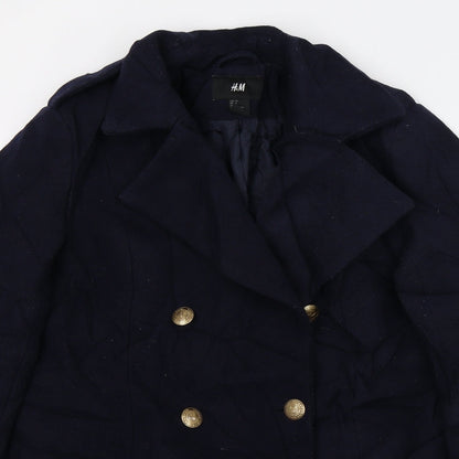 Womens UK Size 8 H&M Blue Overcoat