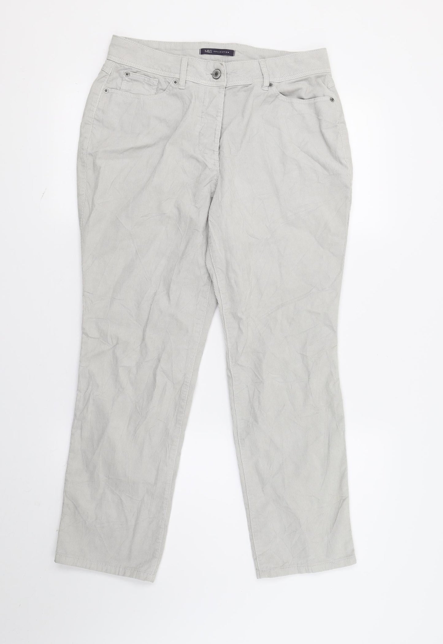 M&S Womens Grey  Denim Straight Jeans Size 10 L26 in