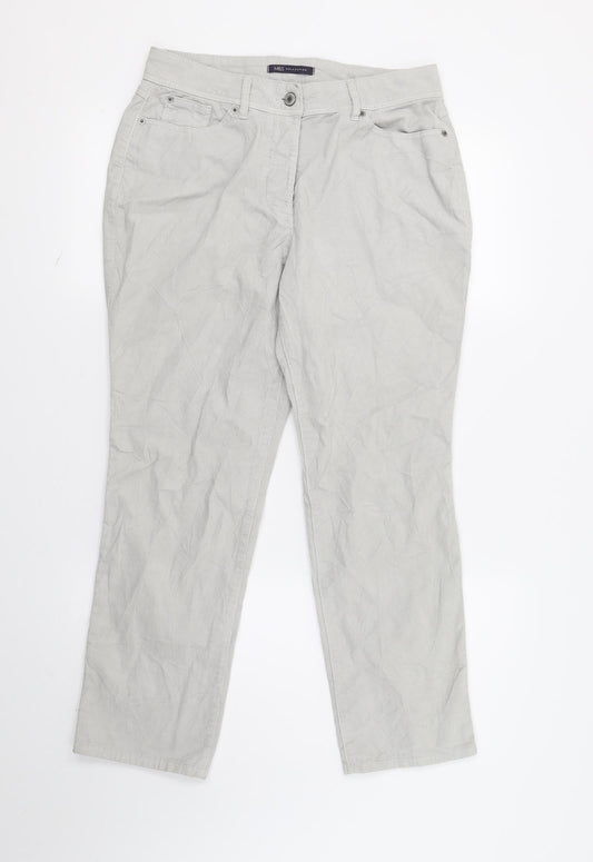 M&S Womens Grey  Denim Straight Jeans Size 10 L26 in