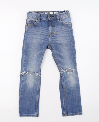 Preworn Girls Blue  Denim Skinny Jeans Size 5 Years - Distressed