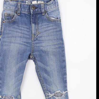 Preworn Girls Blue  Denim Skinny Jeans Size 5 Years - Distressed