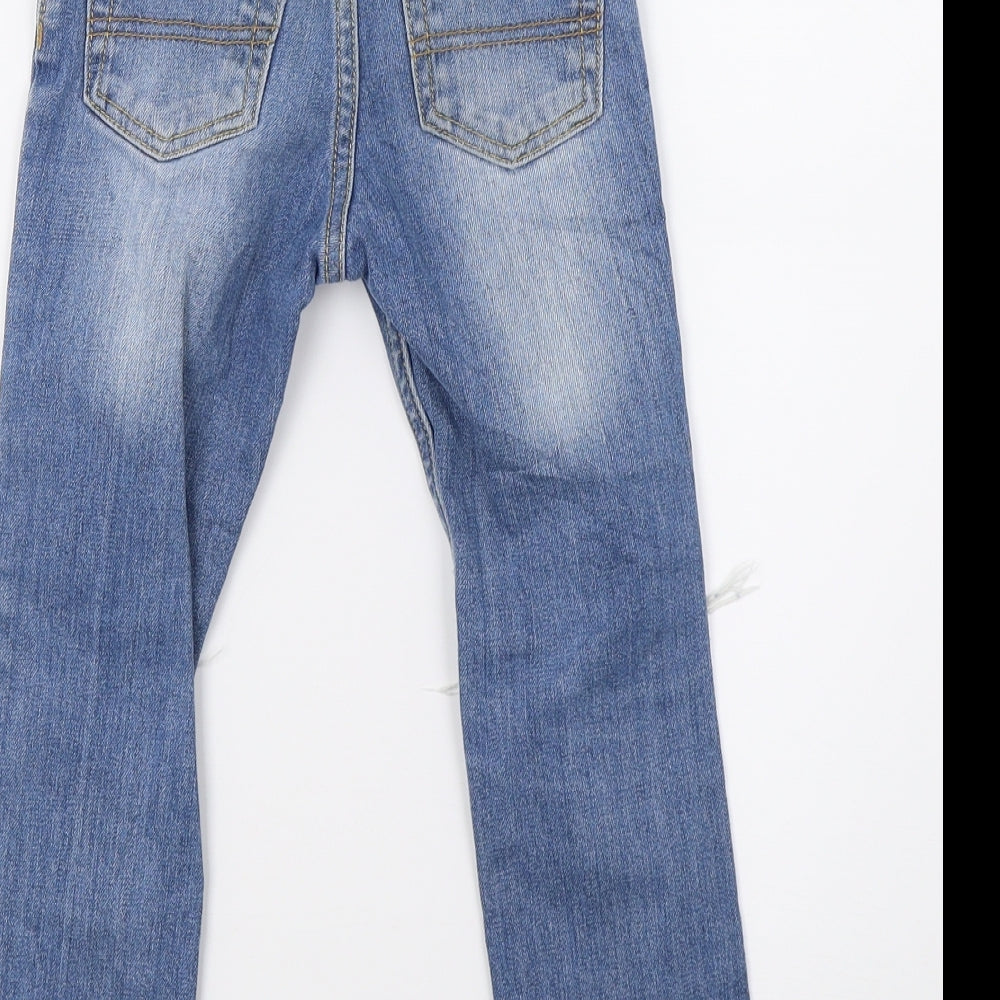 Preworn Girls Blue  Denim Skinny Jeans Size 5 Years - Distressed