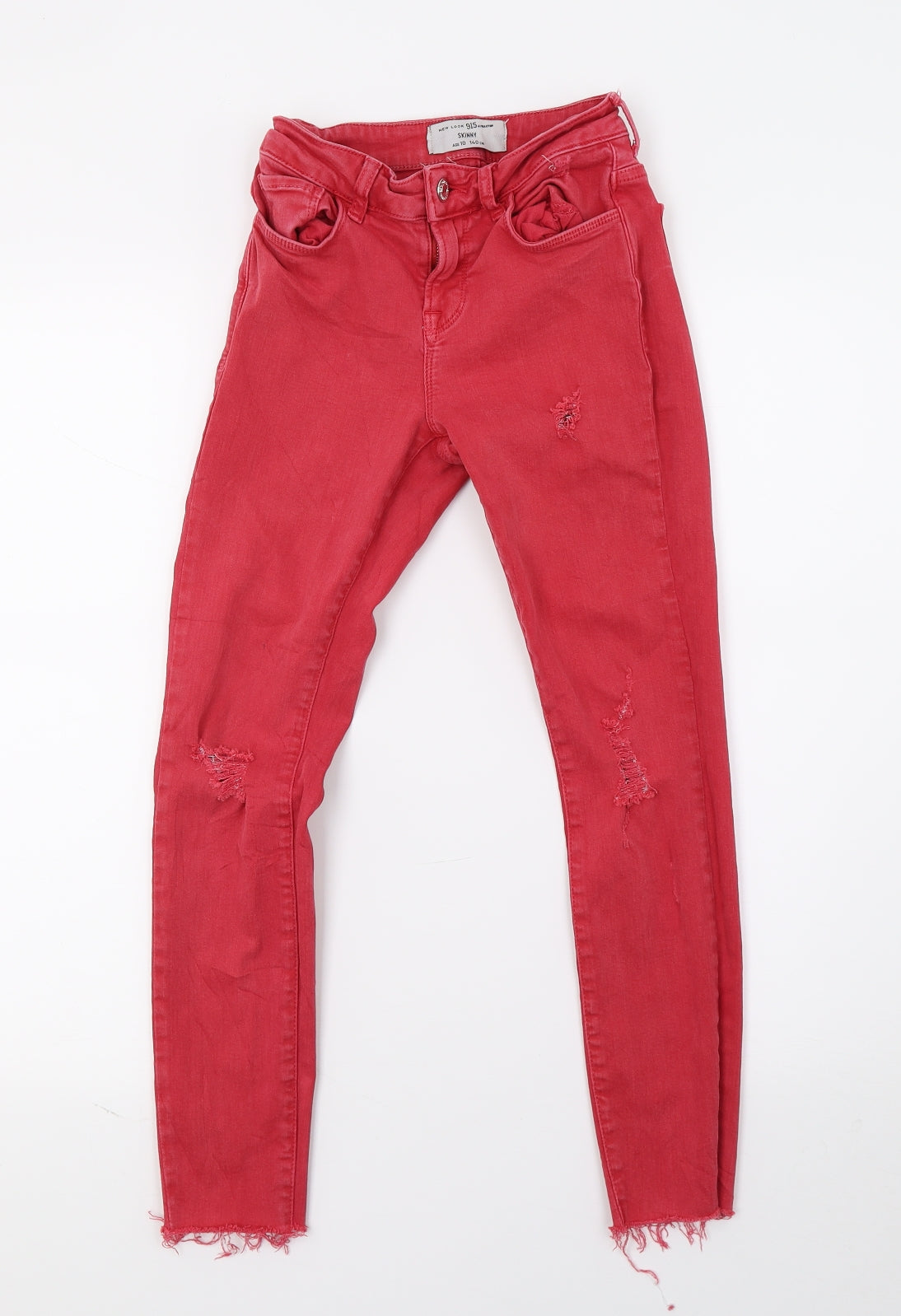 New Look Girls Red  Denim Skinny Jeans Size 10 Years - Distressed
