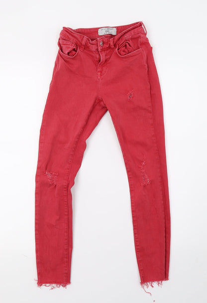 New Look Girls Red  Denim Skinny Jeans Size 10 Years - Distressed
