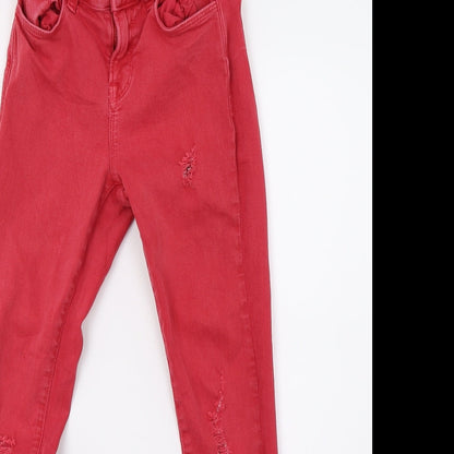 New Look Girls Red  Denim Skinny Jeans Size 10 Years - Distressed
