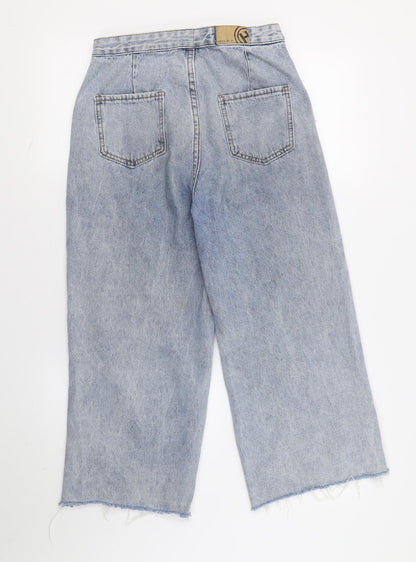 Womens UK Size  Preworn Regular Fit Wide-Leg Blue Jeans