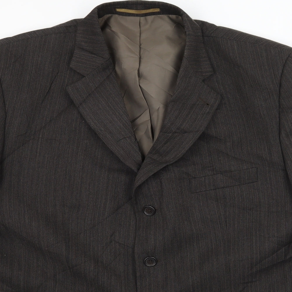 George Mens Grey Striped  Jacket Suit Jacket Size XL