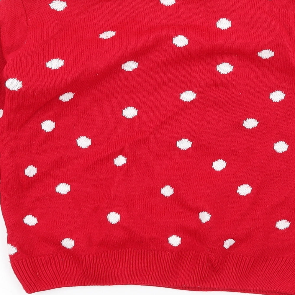 Cheeky Elf Girls Red  Knit Pullover Jumper Size 3-4 Years  - Snowman