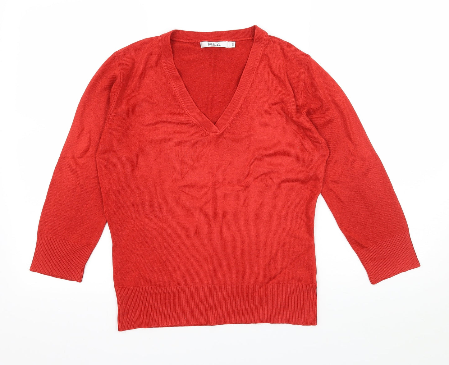 Womens UK Size S M&Co Red Pullover Jumper