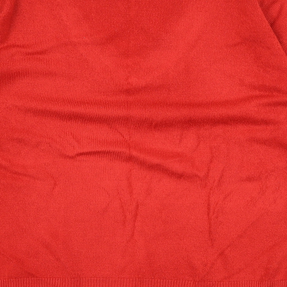 Womens UK Size S M&Co Red Pullover Jumper