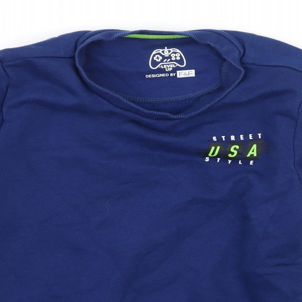 F&F Boys Blue  Jersey Pullover Sweatshirt Size 6-7 Years  - Brooklyn