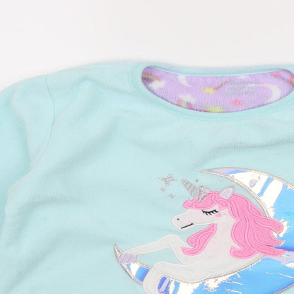 Primark Girls Blue  Fleece Top Pyjama Top Size 8-9 Years  - Unicorn