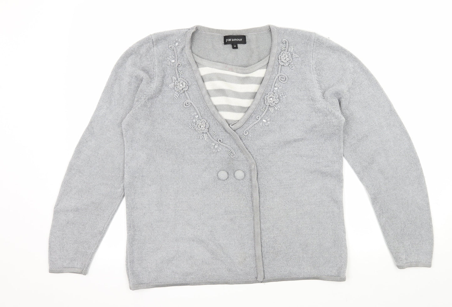 Paramour Womens Grey  Knit Pullover Jumper Size M