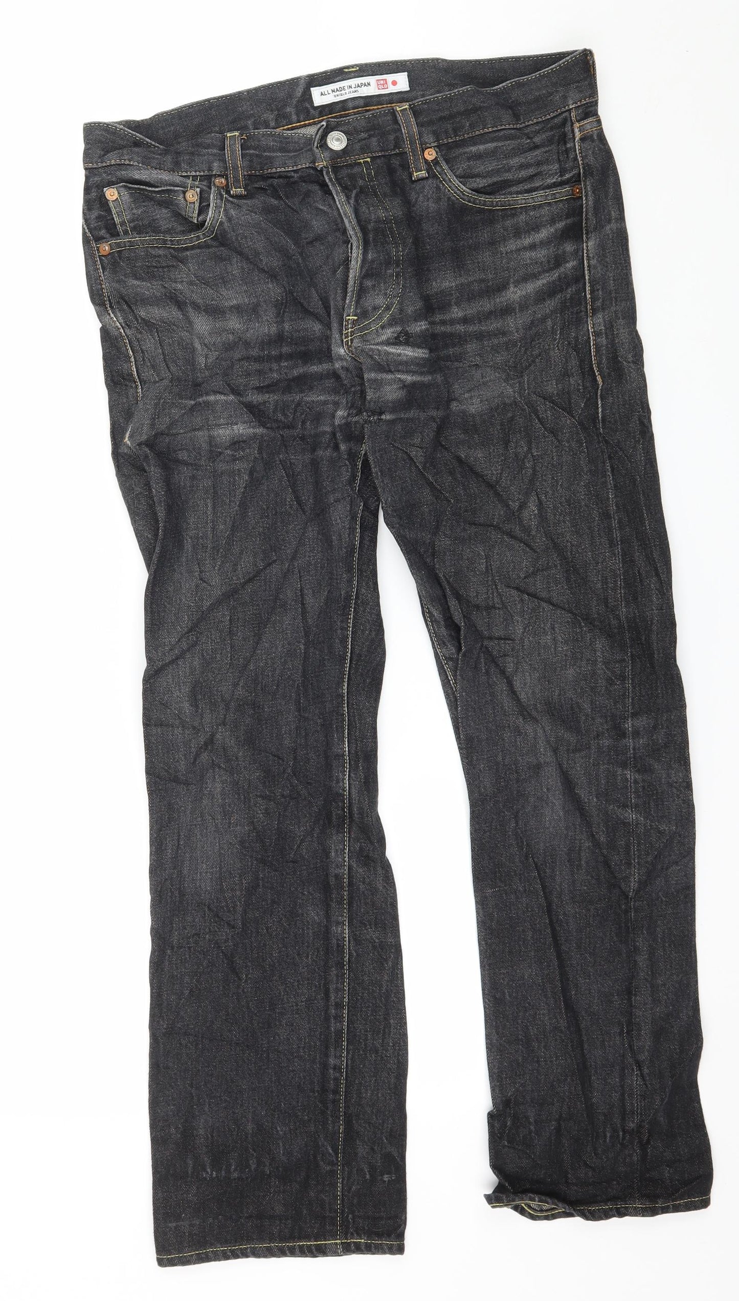 Uniqlo Mens Grey  Denim Straight Jeans Size 32 in L27 in
