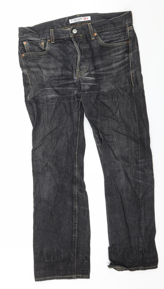 Uniqlo Mens Grey  Denim Straight Jeans Size 32 in L27 in
