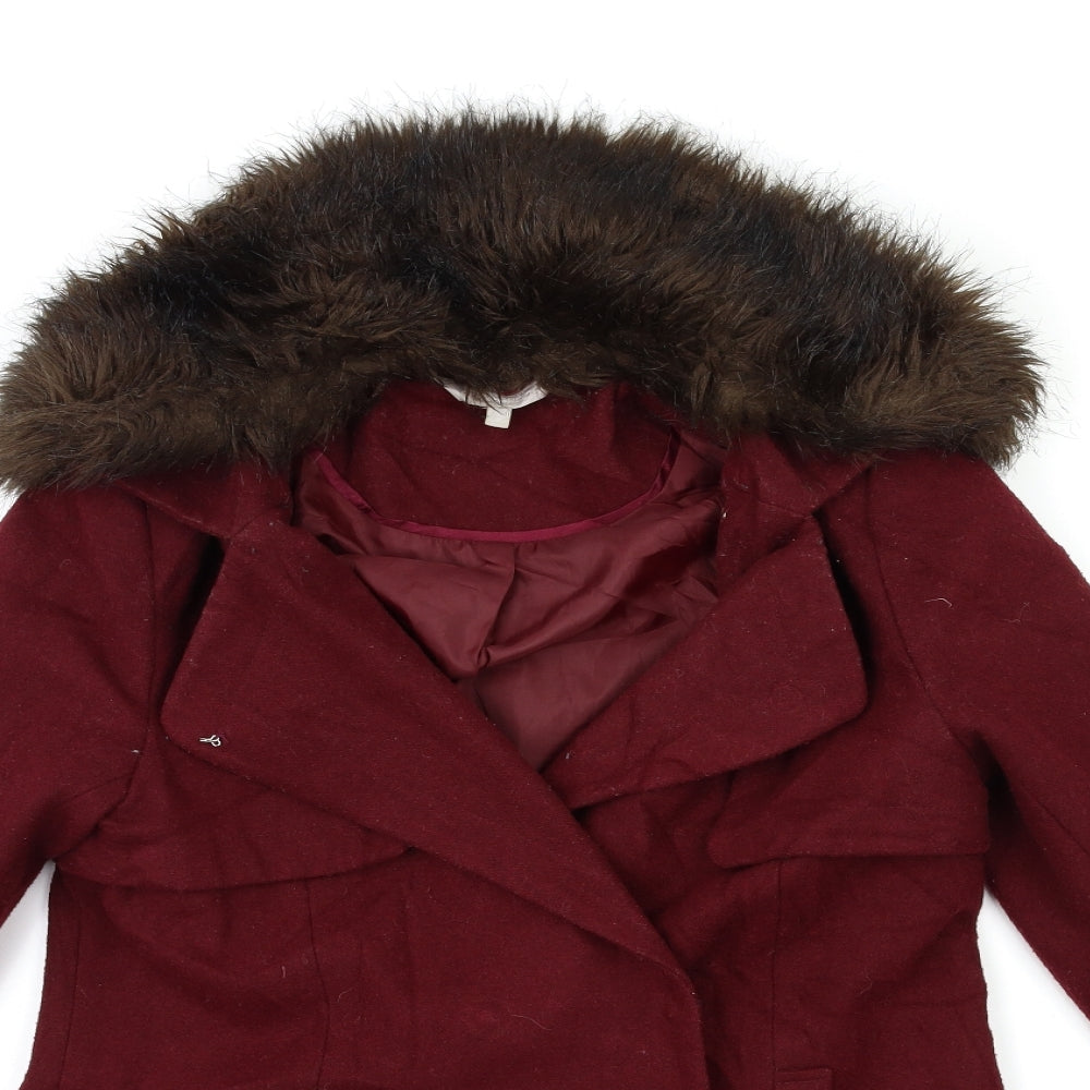 Womens UK Size 8 Red Herring Red Overcoat