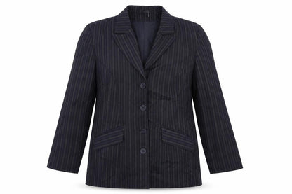 Essence Womens Blue Striped  Jacket Suit Jacket Size 18