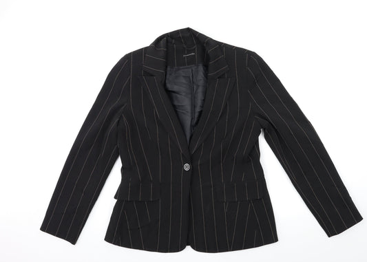 St Bernard  Womens Black Striped  Jacket Blazer Size 12