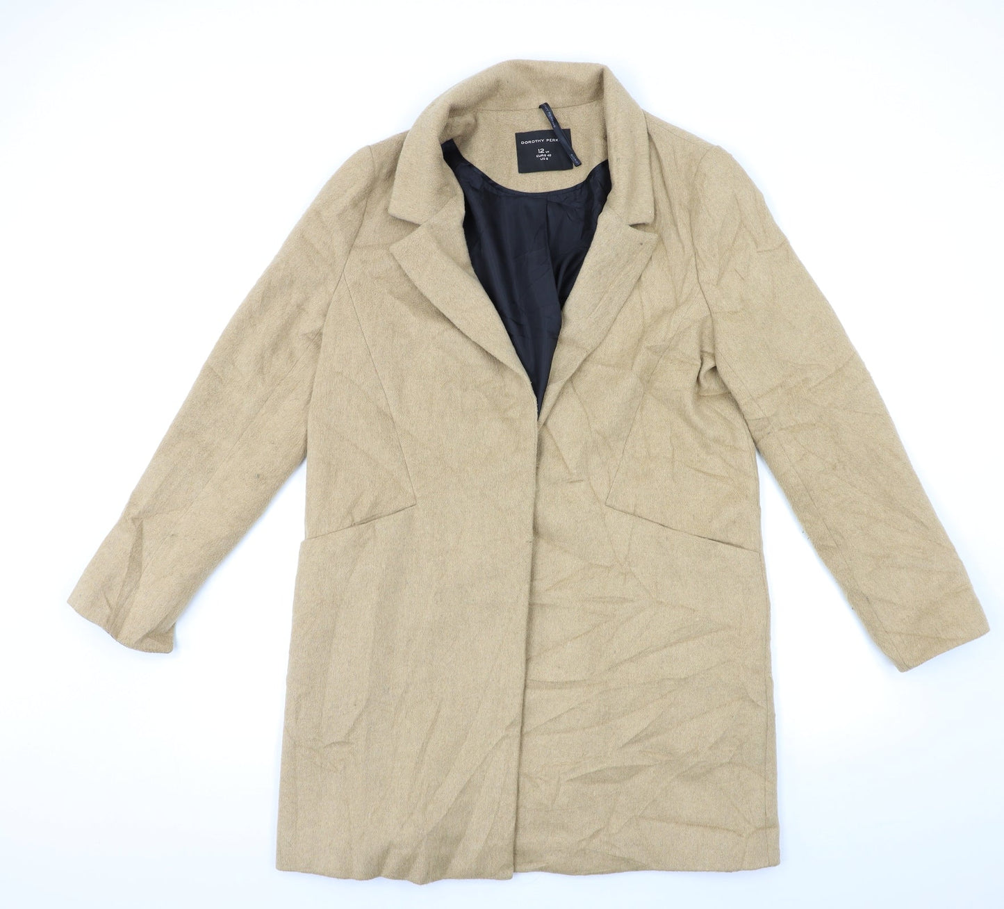 Womens UK Size 12 Dorothy Perkins Beige Overcoat