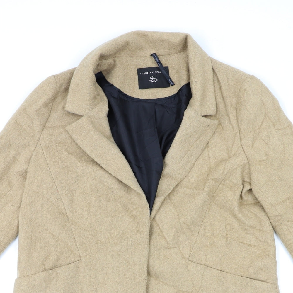 Womens UK Size 12 Dorothy Perkins Beige Overcoat