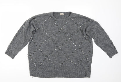 Moewy Womens Grey   Pullover Jumper Size M