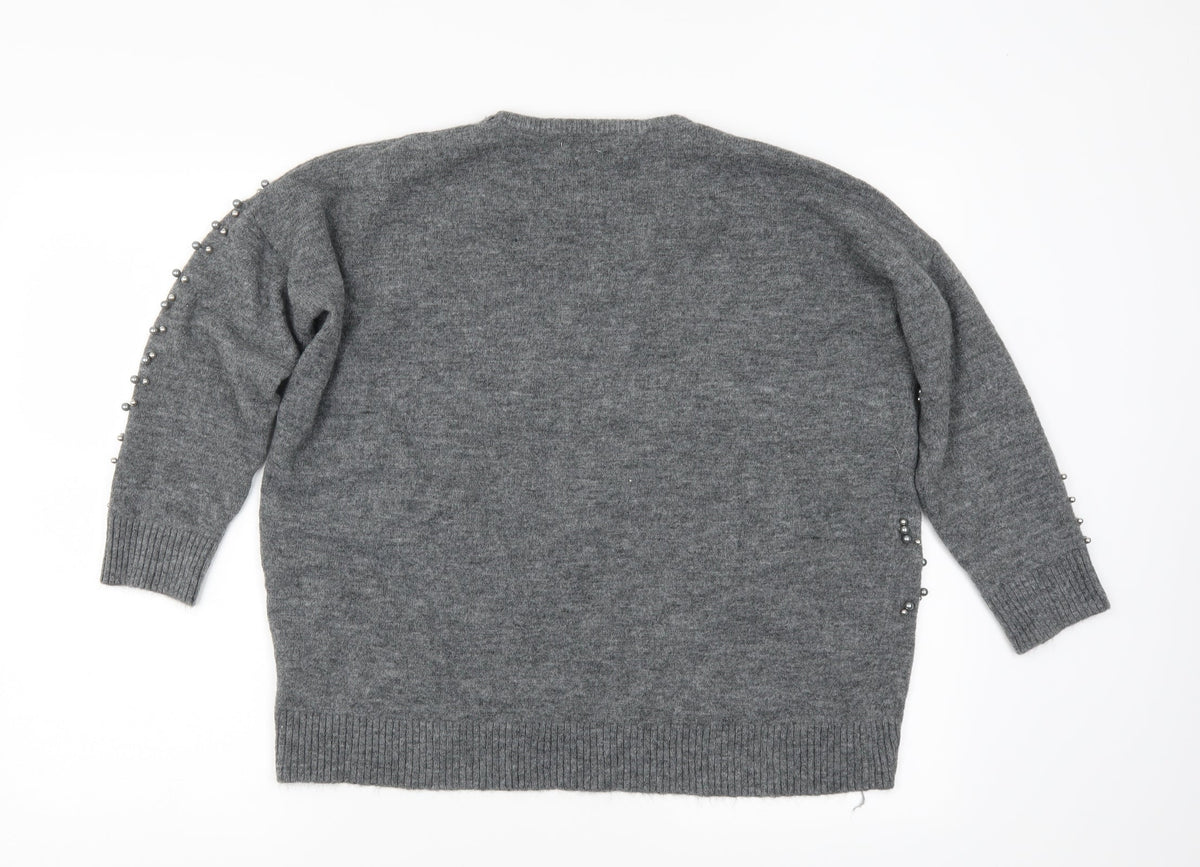Moewy Womens Grey   Pullover Jumper Size M