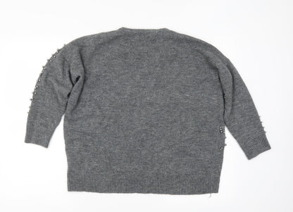 Moewy Womens Grey   Pullover Jumper Size M