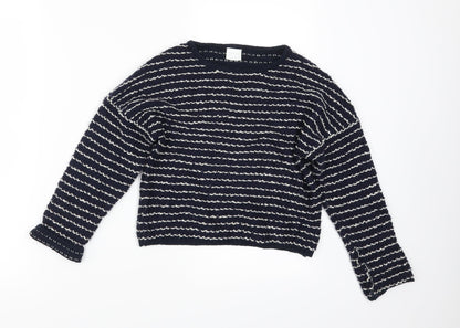 F&F Girls Blue Striped  Pullover Jumper Size 8 Years