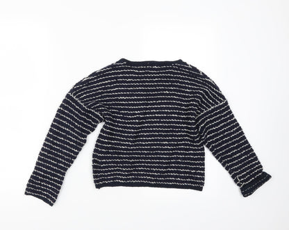 F&F Girls Blue Striped  Pullover Jumper Size 8 Years