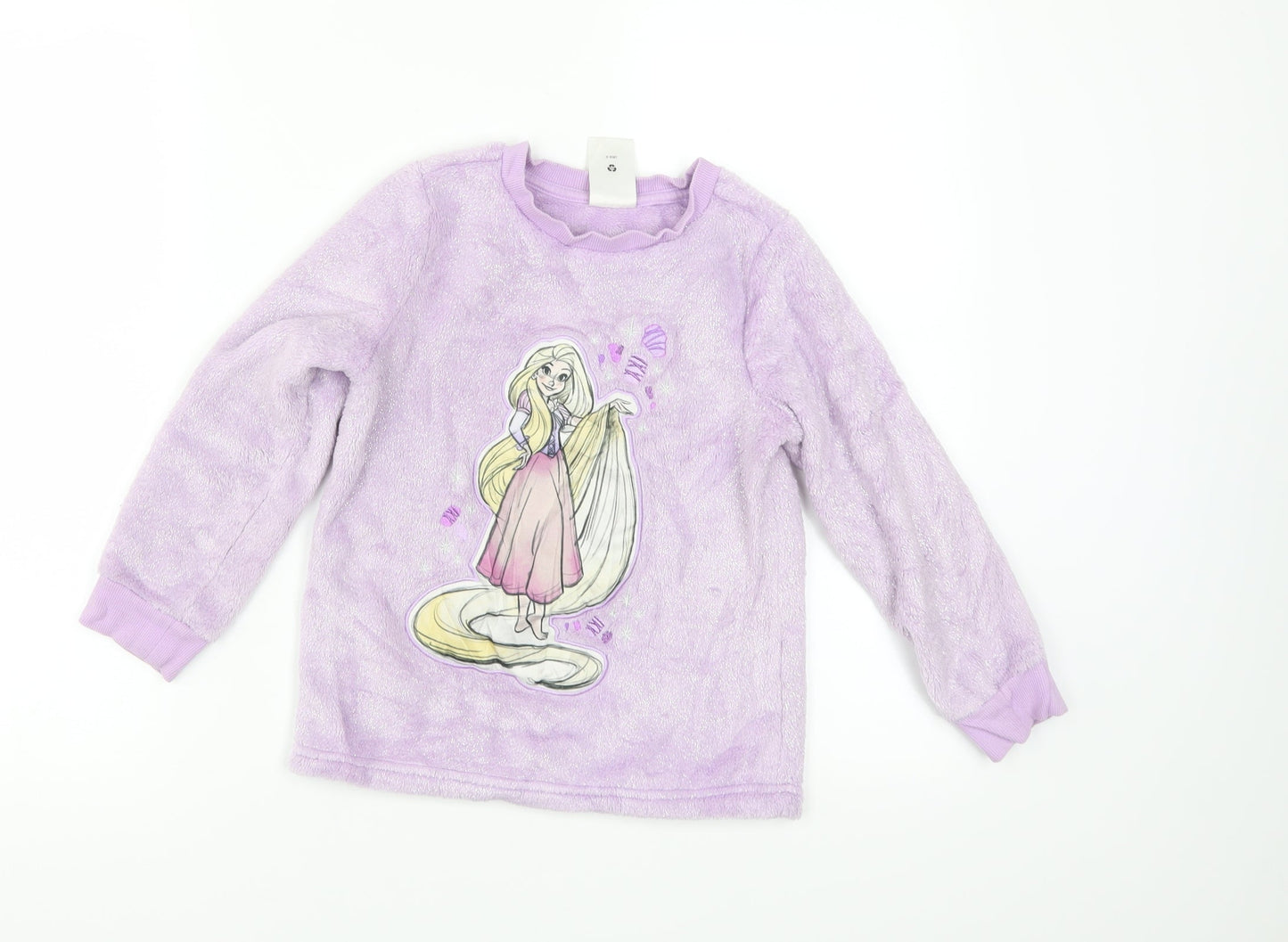 Disney Girls Purple Solid Fleece Top Pyjama Top Size 5-6 Years  - disney