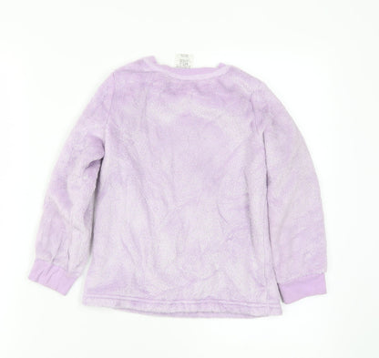 Disney Girls Purple Solid Fleece Top Pyjama Top Size 5-6 Years  - disney