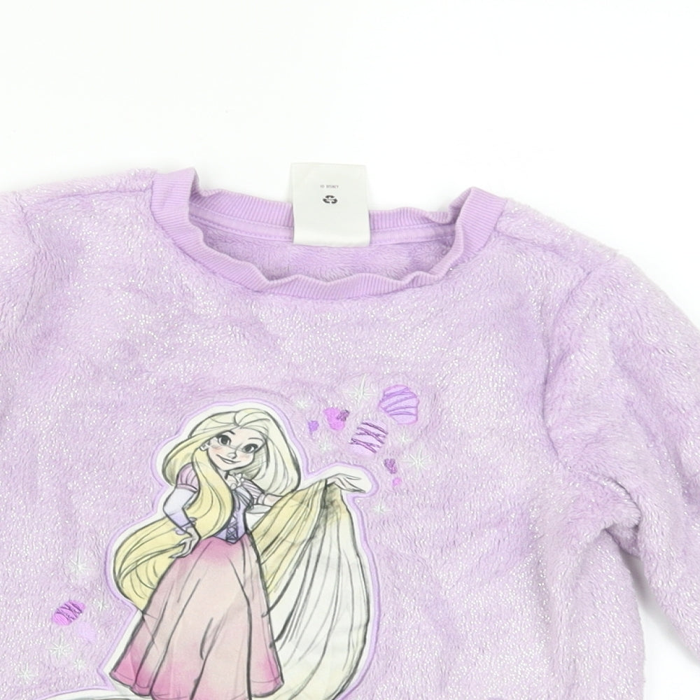 Disney Girls Purple Solid Fleece Top Pyjama Top Size 5-6 Years  - disney