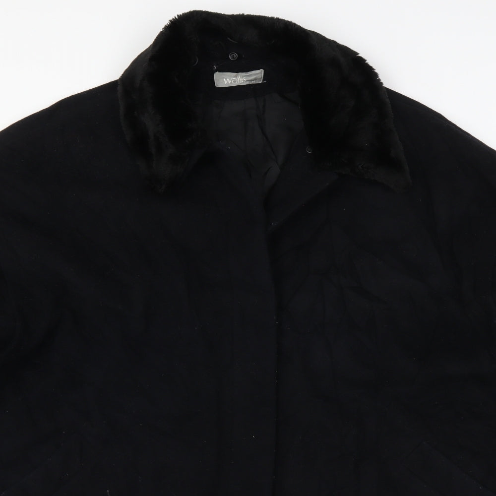 Womens UK Size 14 Wallis Black Overcoat