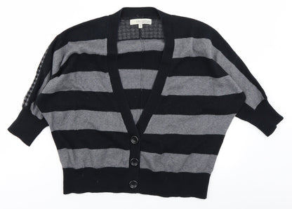 Collection Womens Black Striped Knit Cardigan Jumper Size M