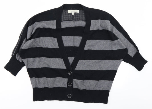 Collection Womens Black Striped Knit Cardigan Jumper Size M