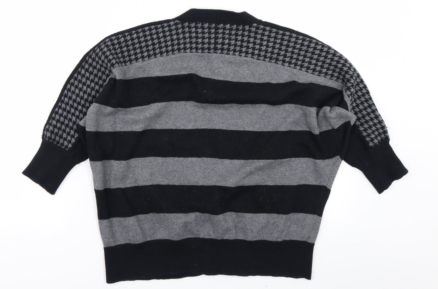 Collection Womens Black Striped Knit Cardigan Jumper Size M