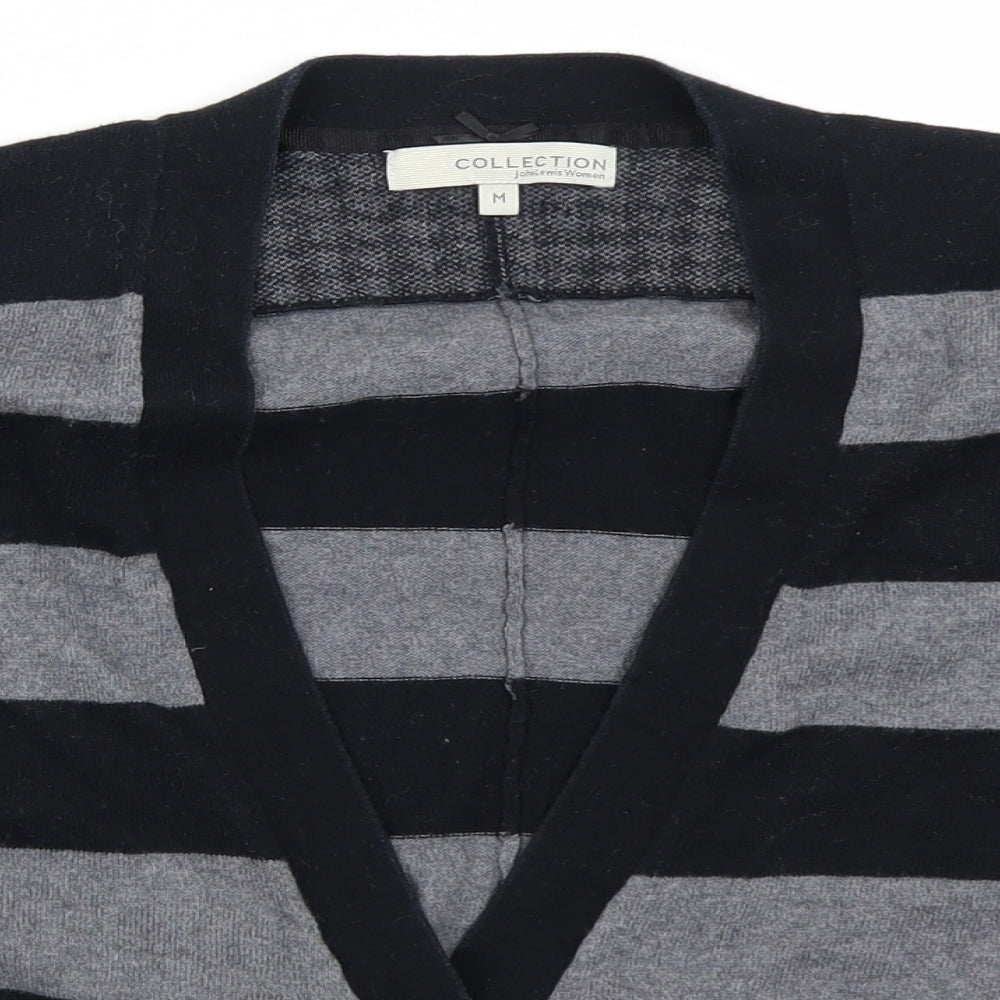 Collection Womens Black Striped Knit Cardigan Jumper Size M