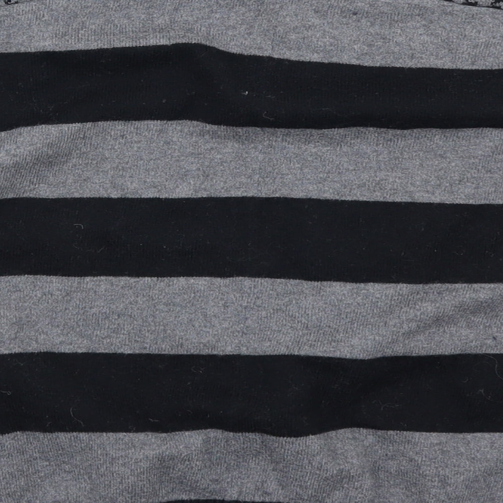 Collection Womens Black Striped Knit Cardigan Jumper Size M