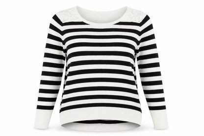 F&F Womens White Striped Knit Pullover Jumper Size 8