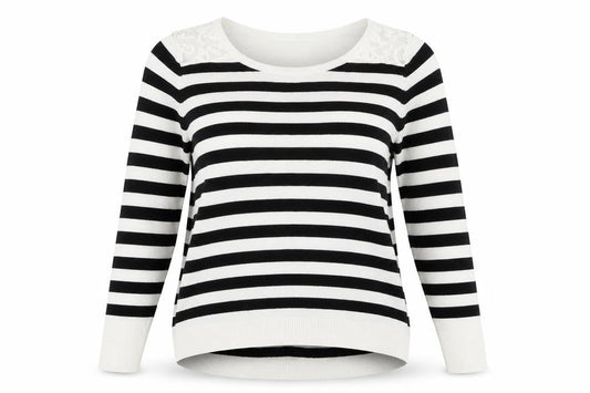 F&F Womens White Striped Knit Pullover Jumper Size 8