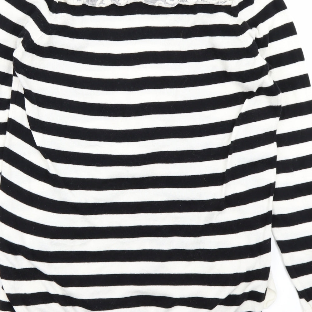 F&F Womens White Striped Knit Pullover Jumper Size 8