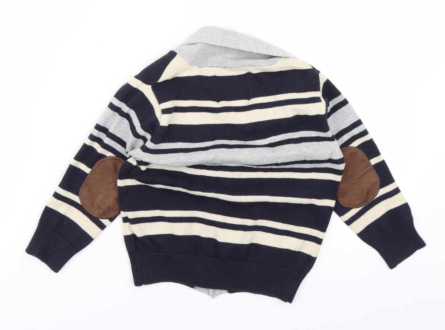 Rebel Boys Blue Striped Knit Cardigan Jumper Size 24 Months